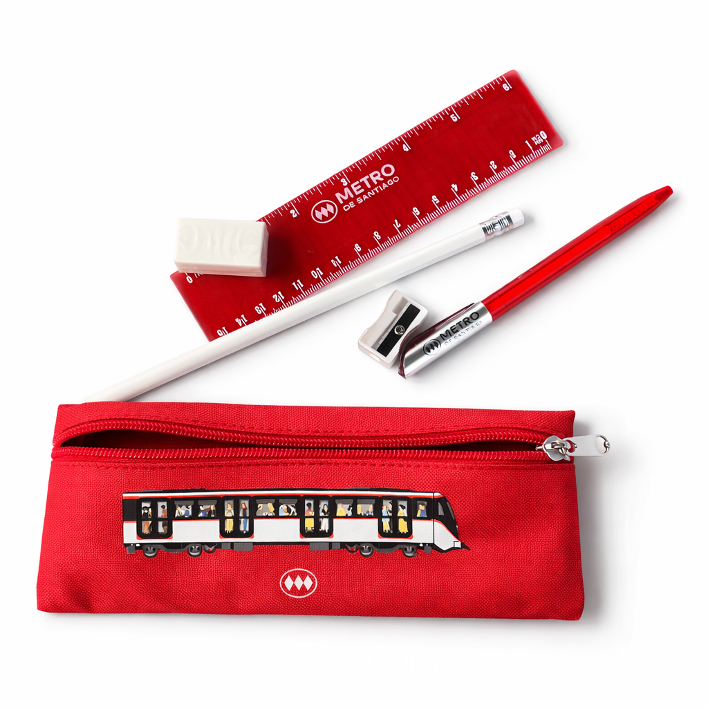 ESTUCHE ROJO METRO + ÚTILES